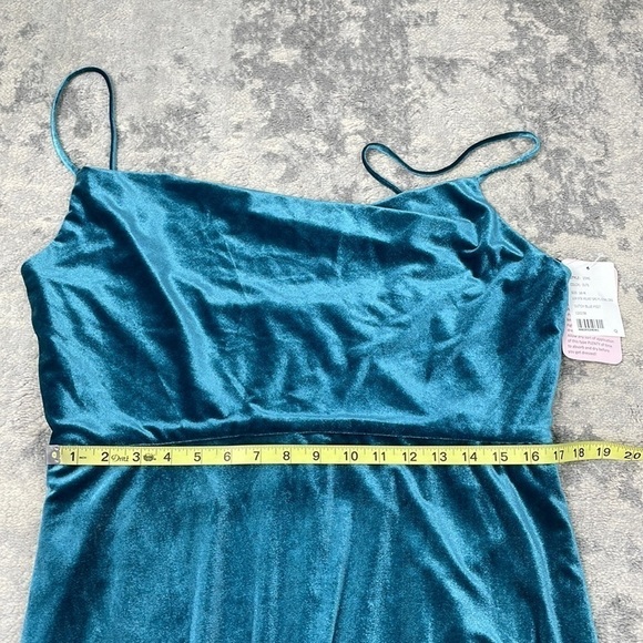 NWT After Six Cowl Neck Velvet Gown Bridesmaid Dress Dutch Blue 1541 Sz 16 - Picture 6 of 12